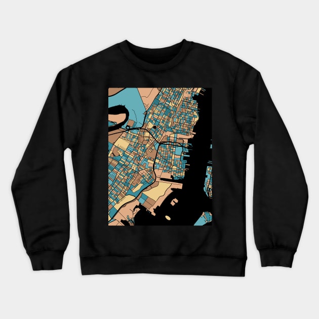 Jersey City Map Pattern in Mid Century Pastel Crewneck Sweatshirt by PatternMaps